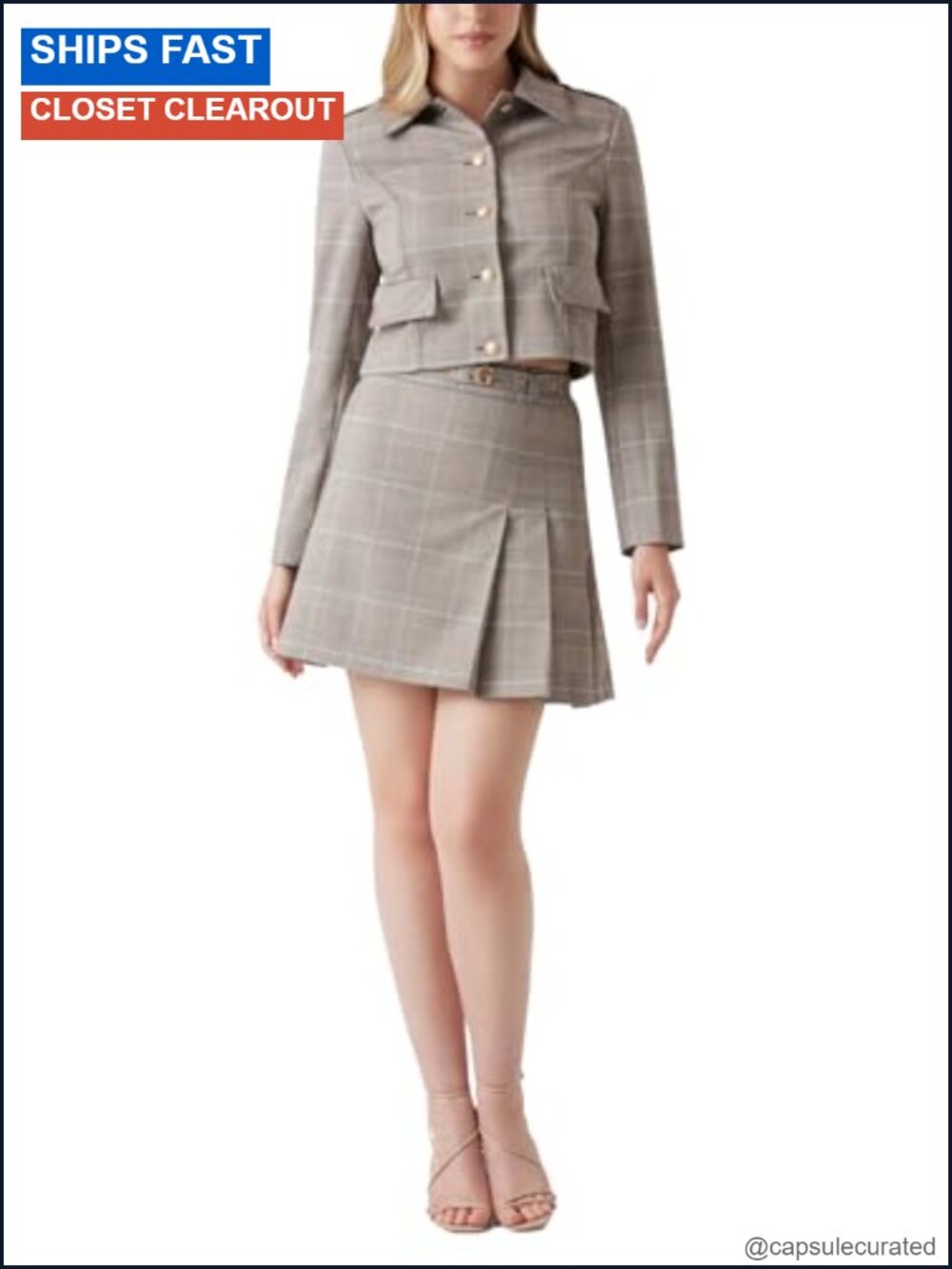 Plaid Flare Mini Skirt High Rise A-Line Recycled Polyester